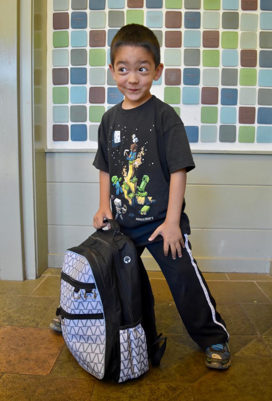 Boy with backpack