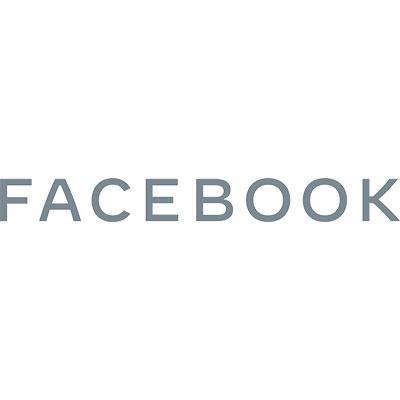 Text "FACEBOOK" is displayed in a simple, gray uppercase font against a white background. No additional elements are present.