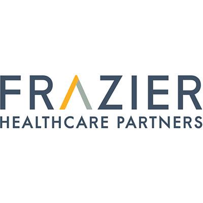 Logo with the text "FRAZIER HEALTHCARE PARTNERS," featuring a stylized "A" in FRAZIER using an orange and gray line. The background is plain, emphasizing the company name.