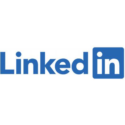 The LinkedIn logo, featuring the word "Linked" in blue with "in" in white within a blue square, is presented on a plain white background.