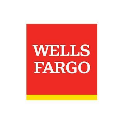 Red square logo displaying "WELLS FARGO" in white text, centered, with a thin yellow stripe at the bottom.