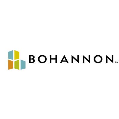 Logo featuring four colored geometric shapes: orange, teal, and green. Text to the right reads "BOHANNON" in bold black letters, set against a plain white background.