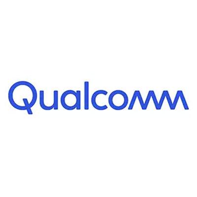 The word "Qualcomm" appears in blue text on a white background, featuring a stylized double "m" at the end.