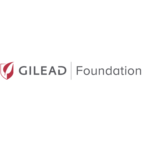 A red shield with a white stylized leaf is positioned left of the text "GILEAD Foundation" on a white background.